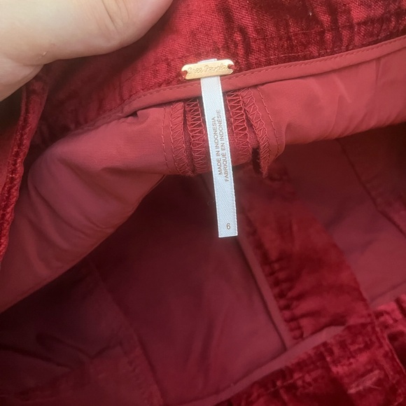 Free People Walk With You Velvet Flare Trousers Cherry Juice Red Sz 6 - Picture 7 of 8